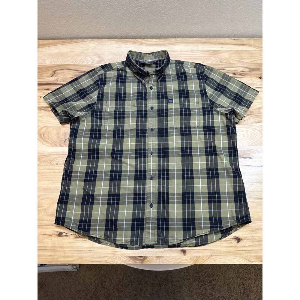 Harley-Davidson Shirt Mens 3XL Green Black Plaid Short Sleeve Button Down Cotton